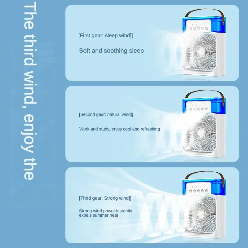 Portable Humidifier Fan AIr Conditioner Household Small Air Cooler Hydrocooling Portable Air Adjustment For Office 3 Speed Fan