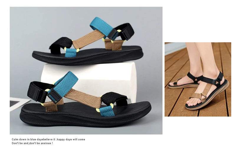 Black Men's Outdoor Casual Arch Support Sandals Anti-Slip Breathable Beach Holiday Sports Sandals for Summer Walking Size 40-45