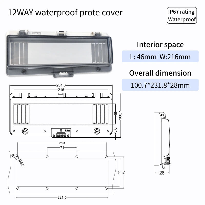 Outdoor Waterproof Window Cover with Lockable Circuit Breaker Electrical Box, Transparent Cover for IP67-Rated Button and Instru