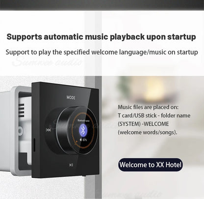 Home audio Wall power Amplifier Mini Stereo Background Music control Panel Bluetooths sound player System with Ceiling speakers