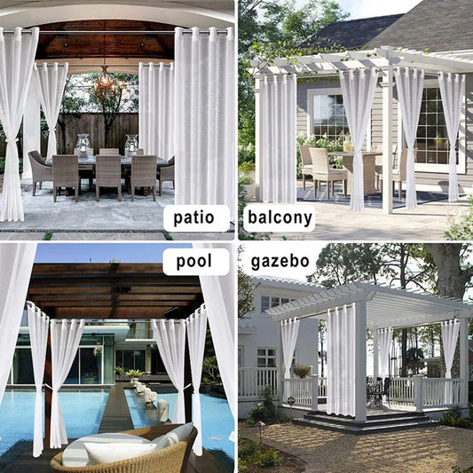 1 Pcs Outdoor Waterproof Sheer Curtain Translucent Bedroom Indoor Blackout Curtain Porch Pergola Patio Pavilion Terrace Curtains by PDG ibma