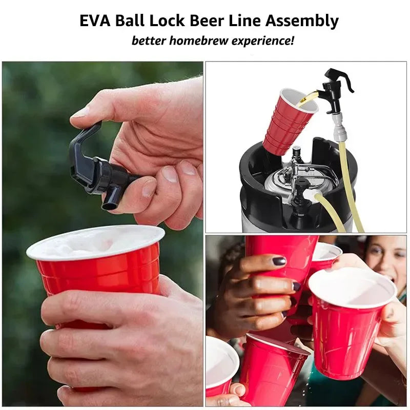 Push-fit Ball Lock Beer Line Assembly, Picnic Beer Tap Faucet with 60cm Hose,Quick Joint Connection Homebrew Beer Soda Dispenser
