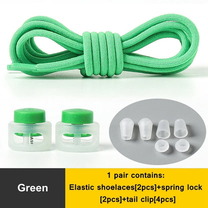 1 Pair Lazy Laces Elastic For Sneakers Snap Lock Shoelaces Without Ties Suitable For Children And Adults Round Shoelace Artifact