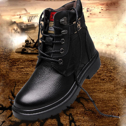 2025 Man's Genuine Leather Boots Winter Snow Shoes Wool Inner Anti Slip Father Ankle Boots Waterproof Man Snow Boots