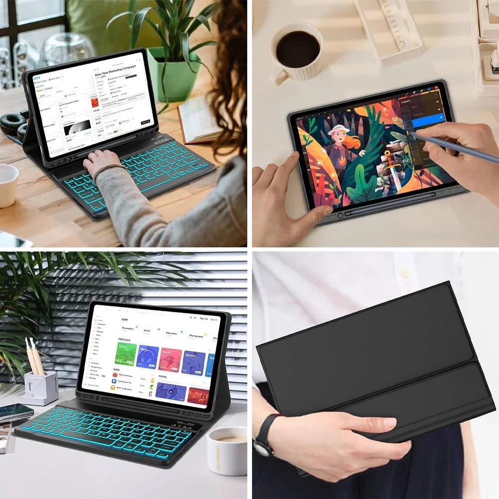 Case for Redmi Pad Pro/Redmi Pad 2 Pro 12.1 inch For Xiaomi Poco Pad 12.1 lnch Keyboard Case with Detachable Bluetooth Keyboard