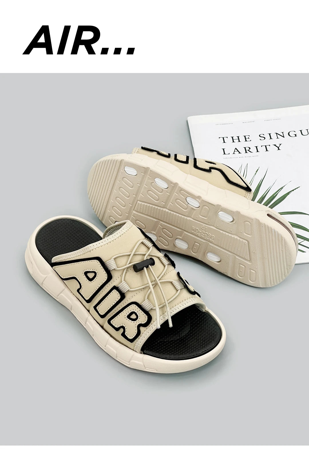 Air Cushion Slippers Summer Men Sandals Thick Sole Beach Slippers Flats Cloud Slides Sports Slippers Outdoor Man Sneaker Shoes