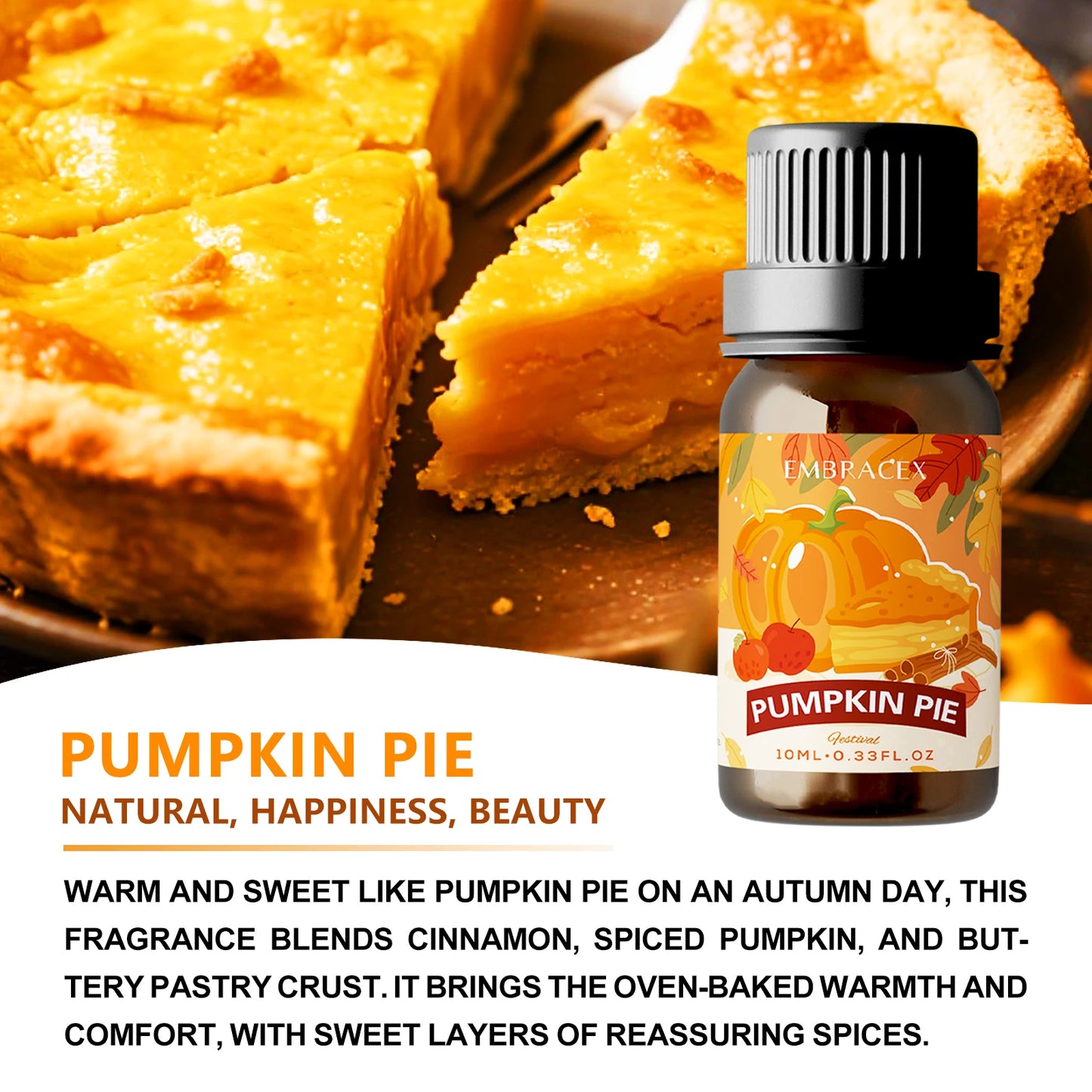 10ml Pumpkin pie Fragrance Perfume Essential Oils Refreshing Car Aromatherapy Cafe Parfum For Aroma Diffusers Perfume Oil