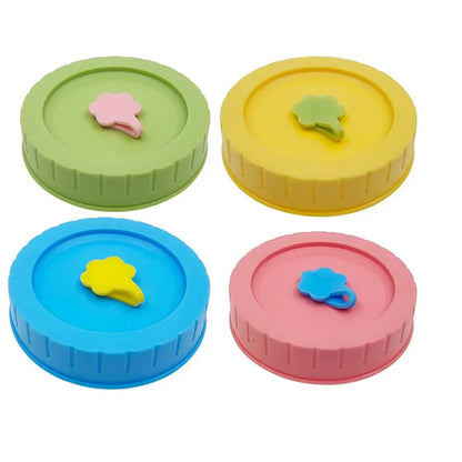 1/4Pcs Cute Universal Mason Jar Lids With Straw Hole 70mm Diameter Storage Wide Mouth Leak Proof Kitchen Supplies