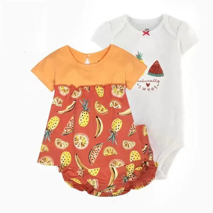 Newborn Baby Girl Clothes Set Summer Fashion Flower Cotton Infant Outfits Short Sleeved Bodysuit Shorts 3Pcs Toddler Clothing