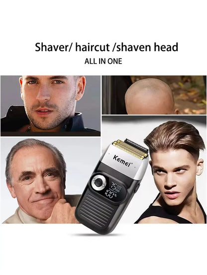 Kemei Original Multi-functional 2 In 1 Electric Shaver Rechargeable LCD Digital Display Reciprocating Razor For Men KM-2026 2027