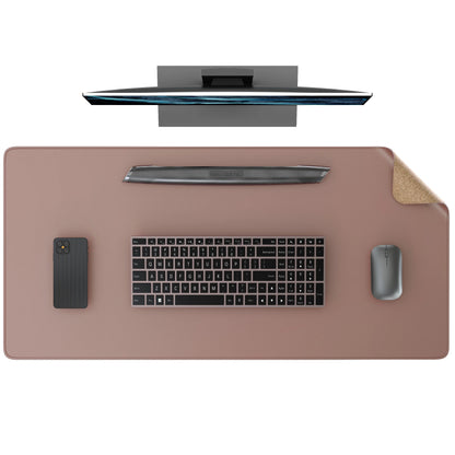 Dual Sided Desk Mat,Leather Desk Pad,Black Cork Desk Mat Protector,Large Mouse Pad,Desk Writing Pad for Office and Home