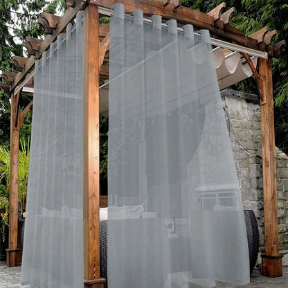 1 Pcs Outdoor Waterproof Sheer Curtain Translucent Bedroom Indoor Blackout Curtain Porch Pergola Patio Pavilion Terrace Curtains