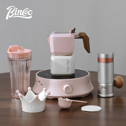 BINCOO Double Valve Moka Pot Square Coffee Pot Espresso Pot Coffee Extraction Maker Set for Home and Outdoor Electric Stove 220v