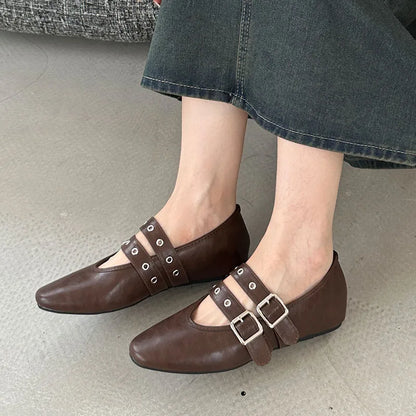 Female Buckle Strap Footwear Round Toe Ladies Flats With Dance Shoes Soft Fashion Shallow Women Ballet Flats Shoes