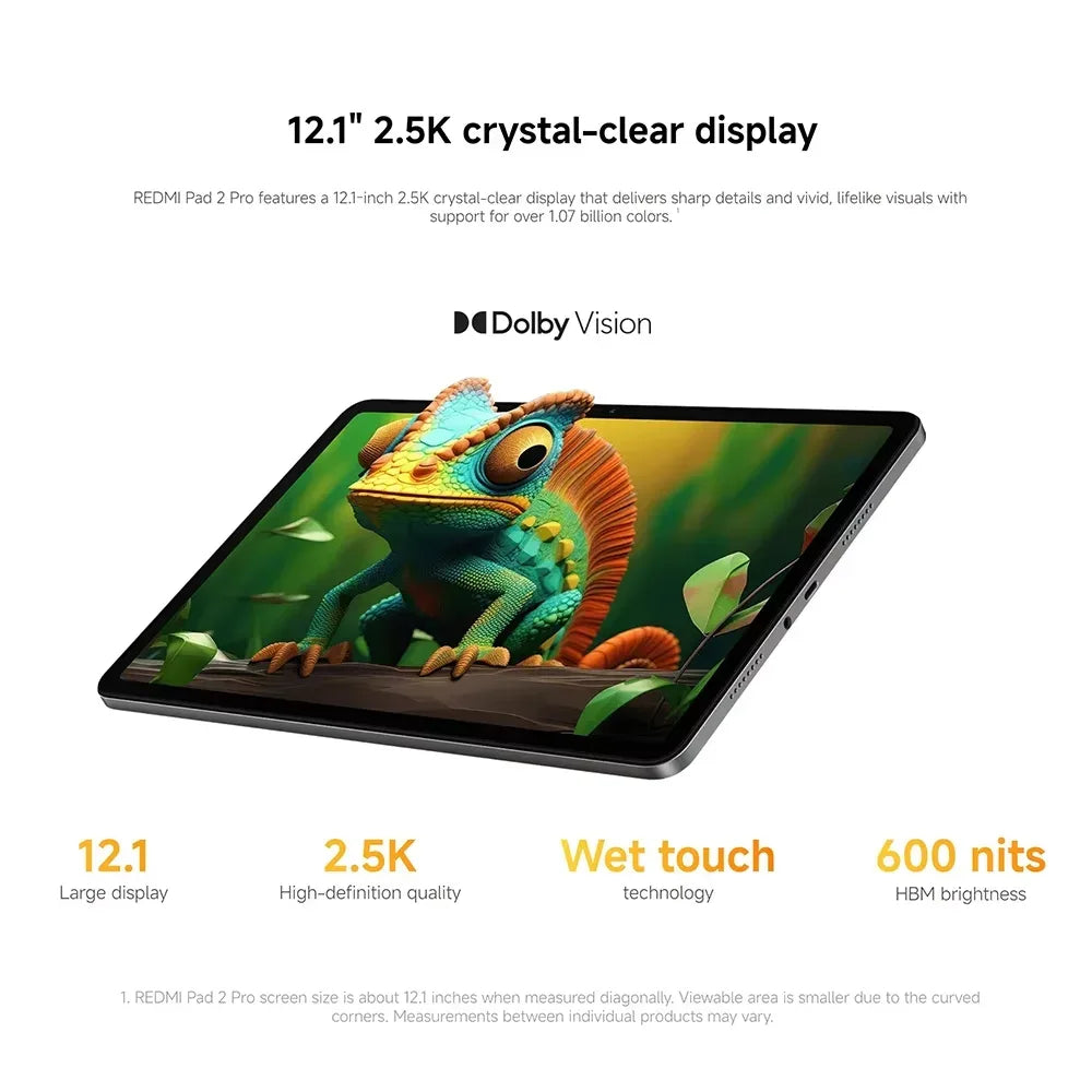 Global Version Xiaomi Redmi Pad 2 Pro Wifi 8 + 256GB 12.1 Inch 2.5K Crystal-clear Certified Eye-care Display Quad Speakers Massive 12000mAh (type) Battery Tablet PC