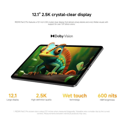Global Version Xiaomi Redmi Pad 2 Pro Wifi 8 + 256GB 12.1 Inch 2.5K Crystal-clear Certified Eye-care Display Quad Speakers Massive 12000mAh (type) Battery Tablet PC