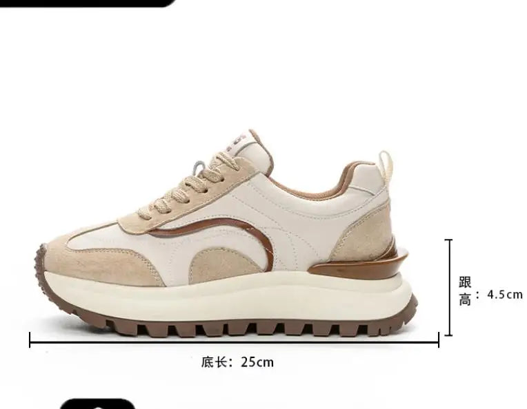 Women Sneakers Genuine Leather Platforms Ladies Casual Sports Shoes Comfy Students Sneakers Summer Popular Size 34-40