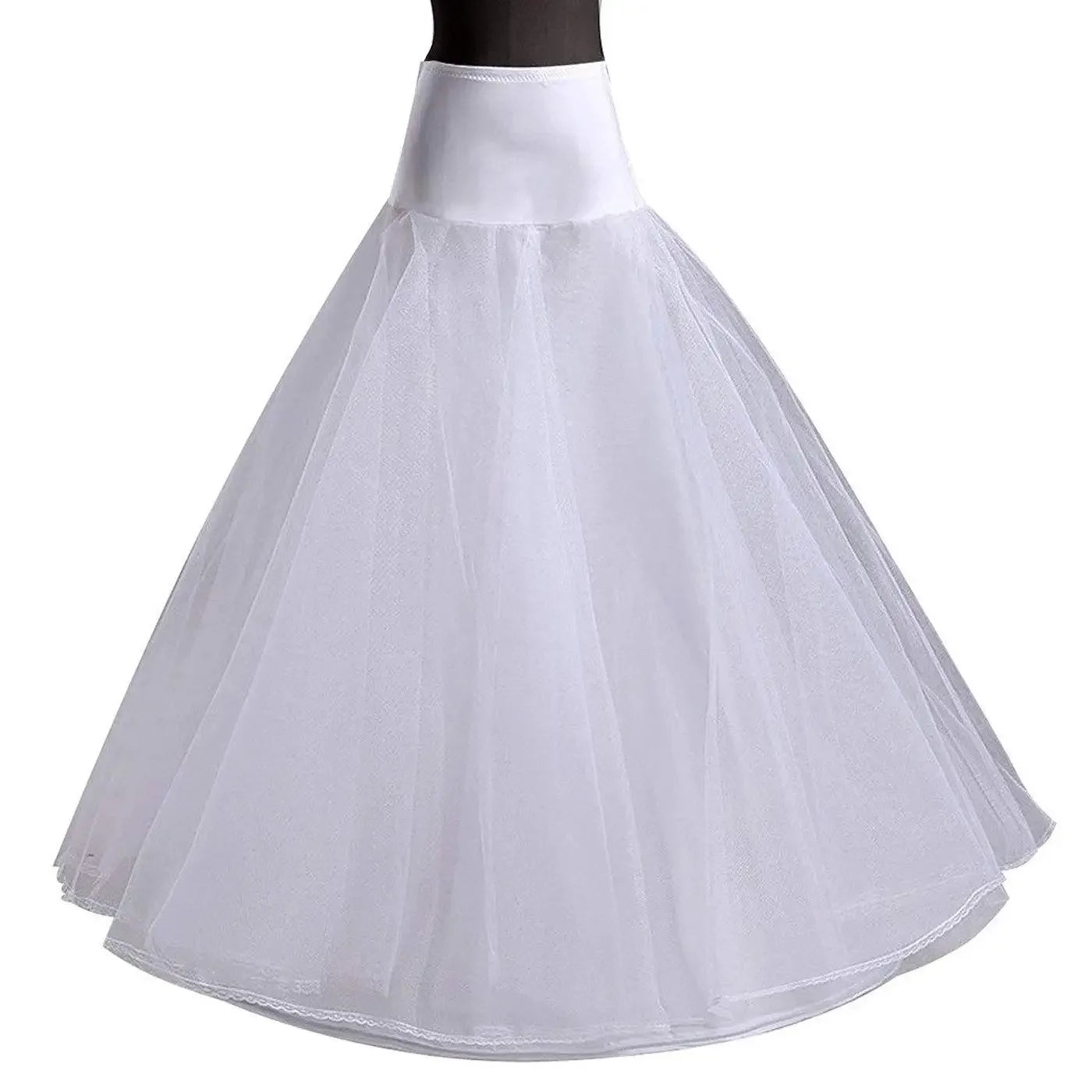 A-Line 1 Hoop White Petticoat for Weeding Dress Adjustable Size Bridal Gown Underskirt.