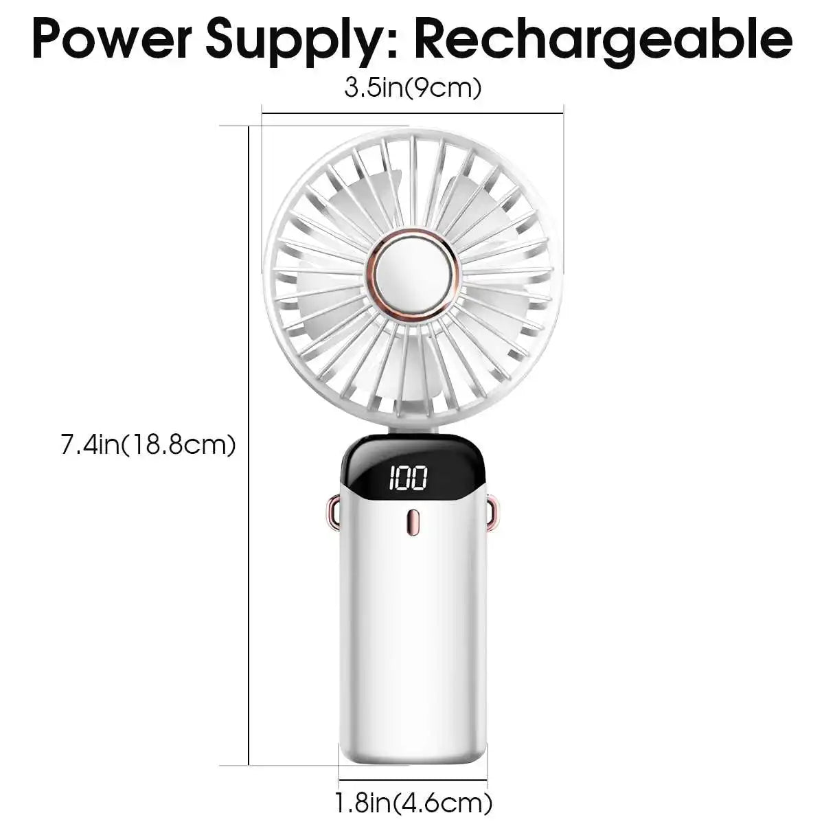 Handheld Mini Fan Foldable Portable USB Charging Neck Fan 1200mAh 5 Speed Settings  Suitable for Home and Outdoor Use