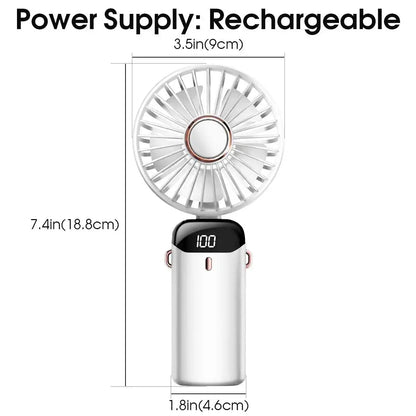Handheld Mini Fan Foldable Portable USB Charging Neck Fan 1200mAh 5 Speed Settings  Suitable for Home and Outdoor Use