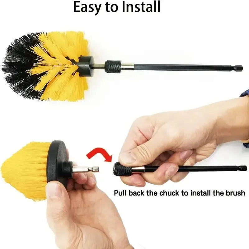 Electric Scrubber Drill Brush Kit Power Drills Scrubber Brush For Carpet Glass Car Tires Nylon Extension Pole Floor, Automotive