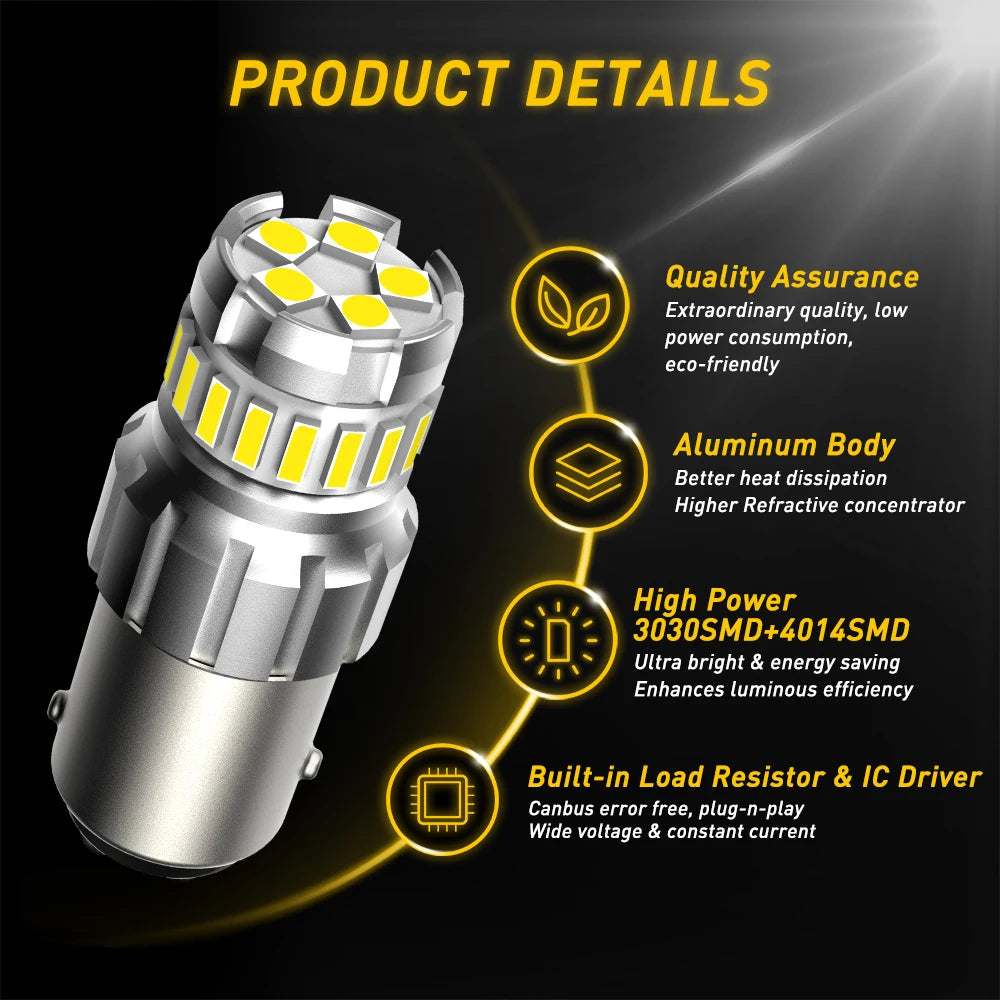 AUXITO 2X BAY15D 1157 LED DRL Bulb Canbus Super Bright for Ford Hyundai Kia 7507 P21/5W 1157 Day Time Running Light Reverse Lamp