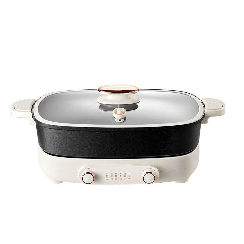 220V Non Stick Electric Hotpot Household Mandarin Duck Split Multi Functional  Electric Boiling Pot