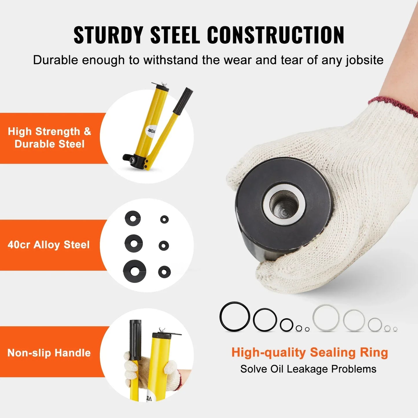 SucceBuy 15Ton Hydraulic Knockout Punch Driver Kit 1/2"-4" 10 Dies Carbon Steel Sheet Hole Opener Repair Tool Manuel Hole Digger