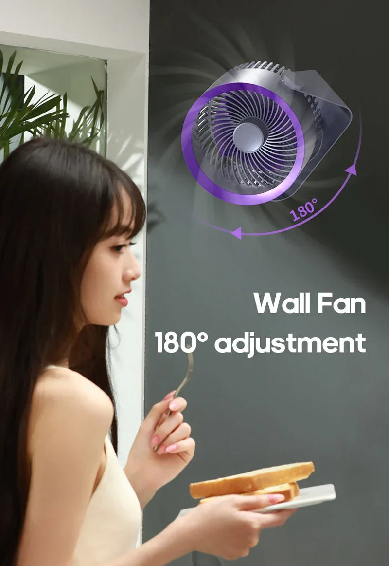 4000mAh Electric Fan Portable Cordless Air Circulator Desktop Wall Mount Ceiling Fan Air Cooler Home Silent Ventilation Fan