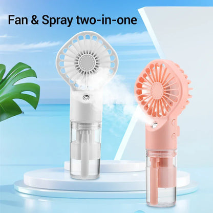Handheld Mini Quiet Air Cooling Fan Portable Water Mist Fan USB Charging 4 Speed Humidification Spray Fan for Home Office Dorm