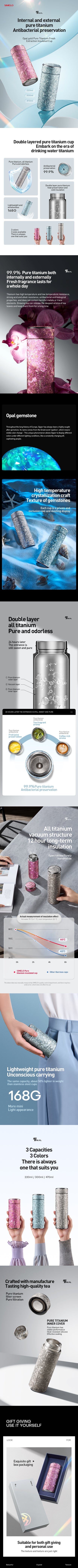 SIMELO Pure Titanium Insulated Cup Large Capacity Portable Water Bottle Business Gift Box Accompanying Mug for Travel Outdoor