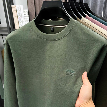 Sweatshirt Men 2025 New Style Spring and Autumn Men's Long Sleeved T-shirt Pure Cotton Round Neck Top T-shirt Base Shirt Trendy