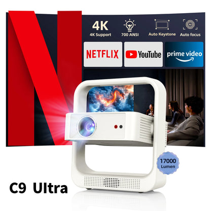 Fintex C9 Ultra Projector  4k Full HD 1080P HDR10 Proyector 700 ANSI Android TV9.0 ASA3.0 Auto Focus Portable Projectors