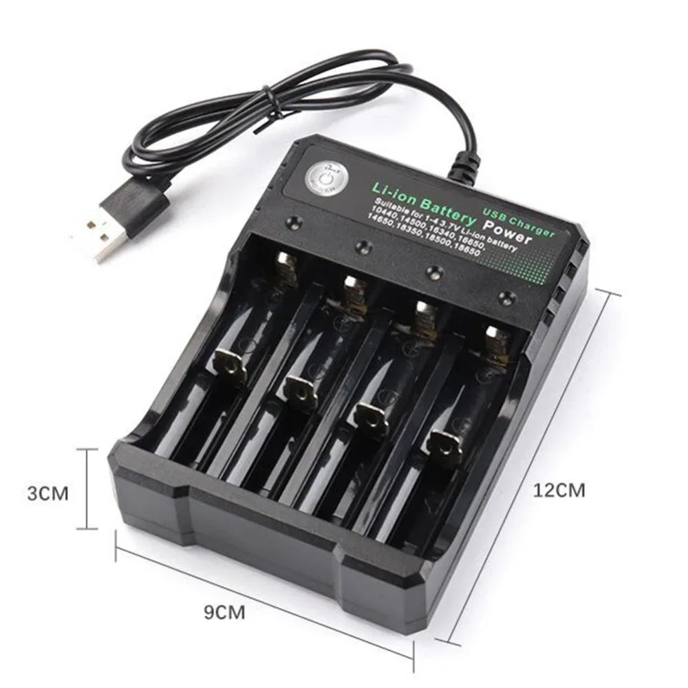 18650 Battery Charger Black 2/3/4 Slots AC 110V 220V Dual For 18650 Charging 3.7V Rechargeable Lithium Battery 4 Ports Charger