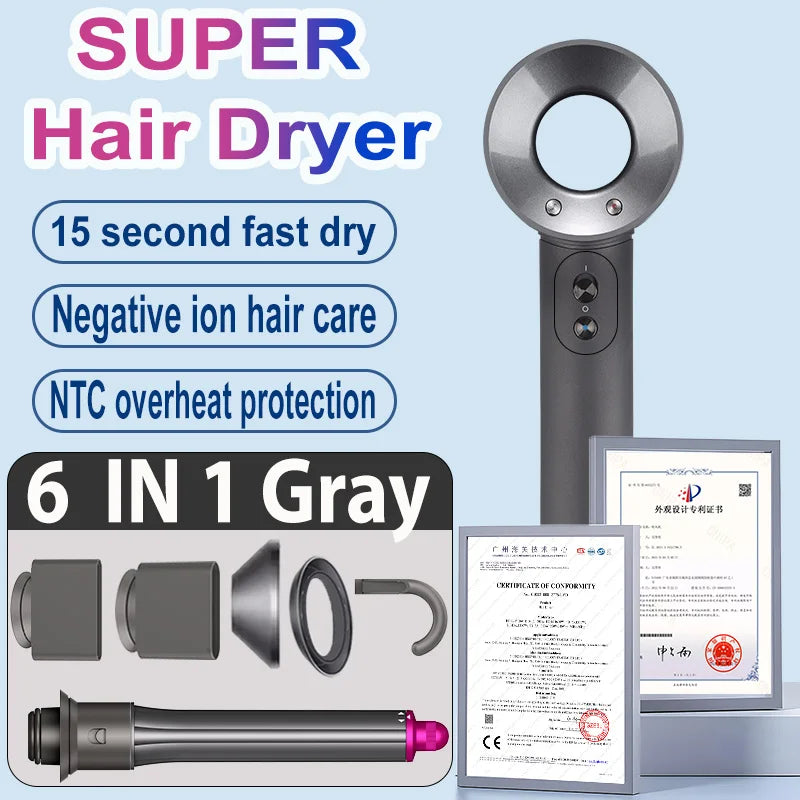 1600W Professinal Leafless Hair Dryer Negative Ion Hair Care Hairdryer Home Powerful Blow dryer Styling Toos Gift For Women