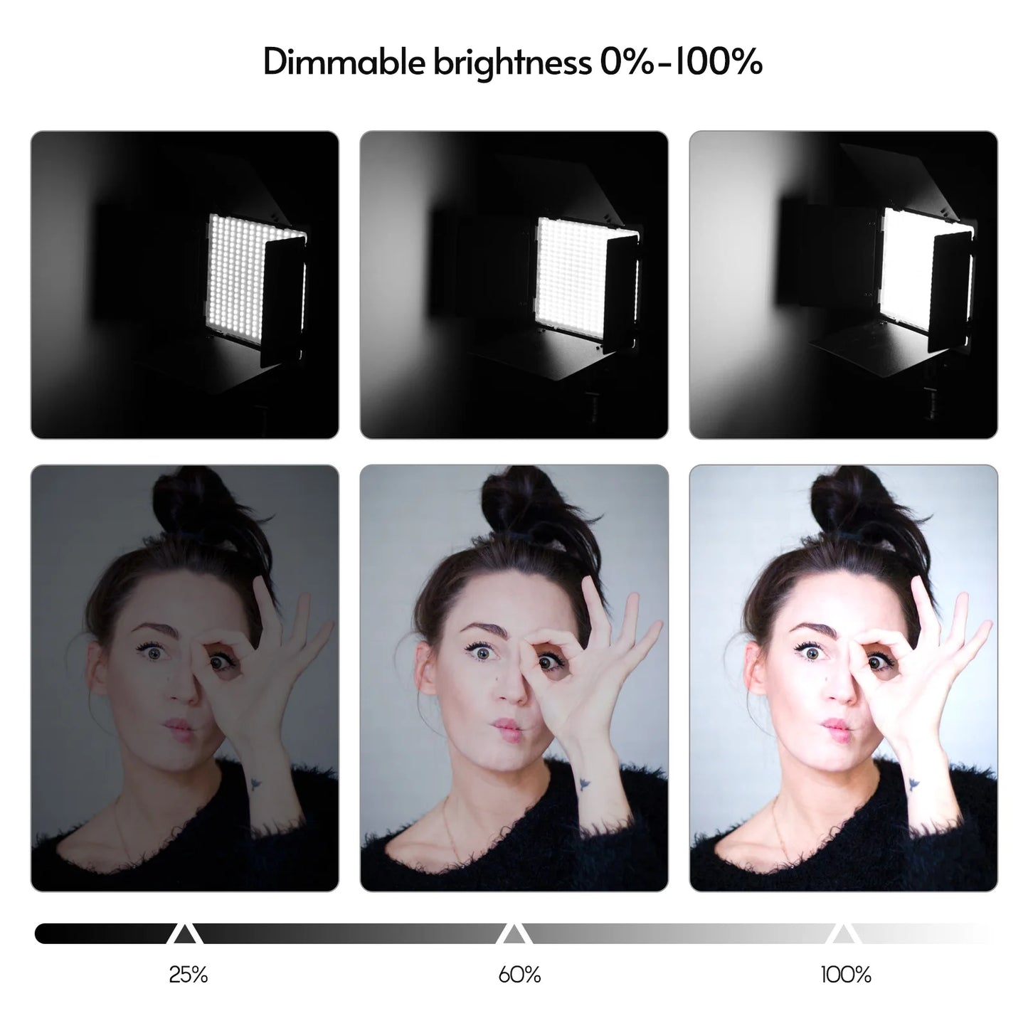 Andoer LED-600 LED 3200-5600K Video Light Photography Light Panel with Barndoor 1/4 Inch Screw Ball Head for Photography Studio
