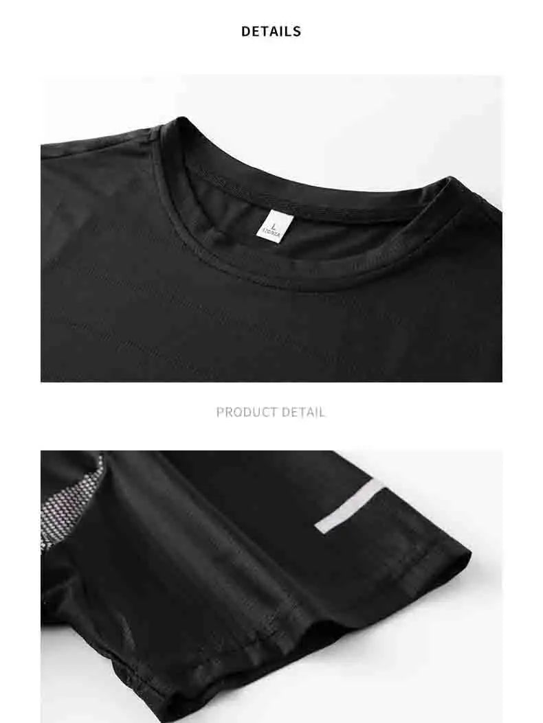Running T-shirt Men Summer Ice Silk Thin Top Reflective Printing Quick Dry Short Sleeve Breathable Fitness Sports T-shirt 5XL
