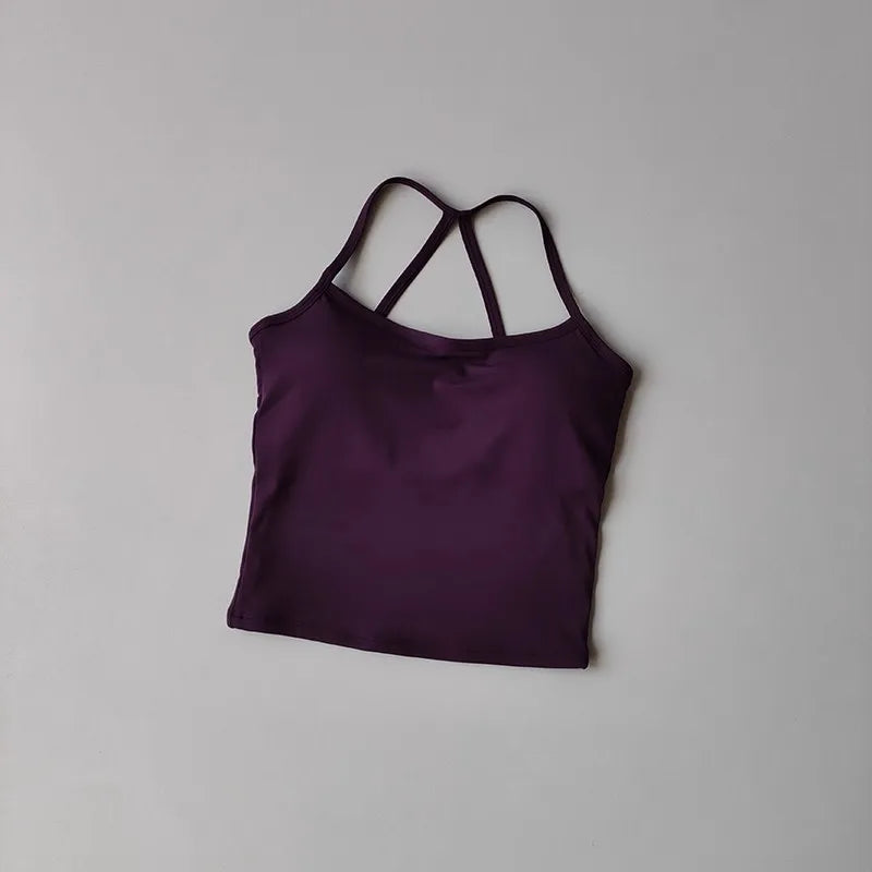 Women's Yoga Sports Fitness Vest, Pilates Running Bra, Thin Belt, Professional Training Underwear, Chest Mat, Fitness Gear