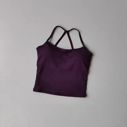 Women's Yoga Sports Fitness Vest, Pilates Running Bra, Thin Belt, Professional Training Underwear, Chest Mat, Fitness Gear