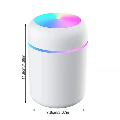 Multi-Function Car-Mounted Ultrasonic Humidifier with RGB Ambient Lighting and 300ml Aromatherapy Diffuser for Compact Spaces