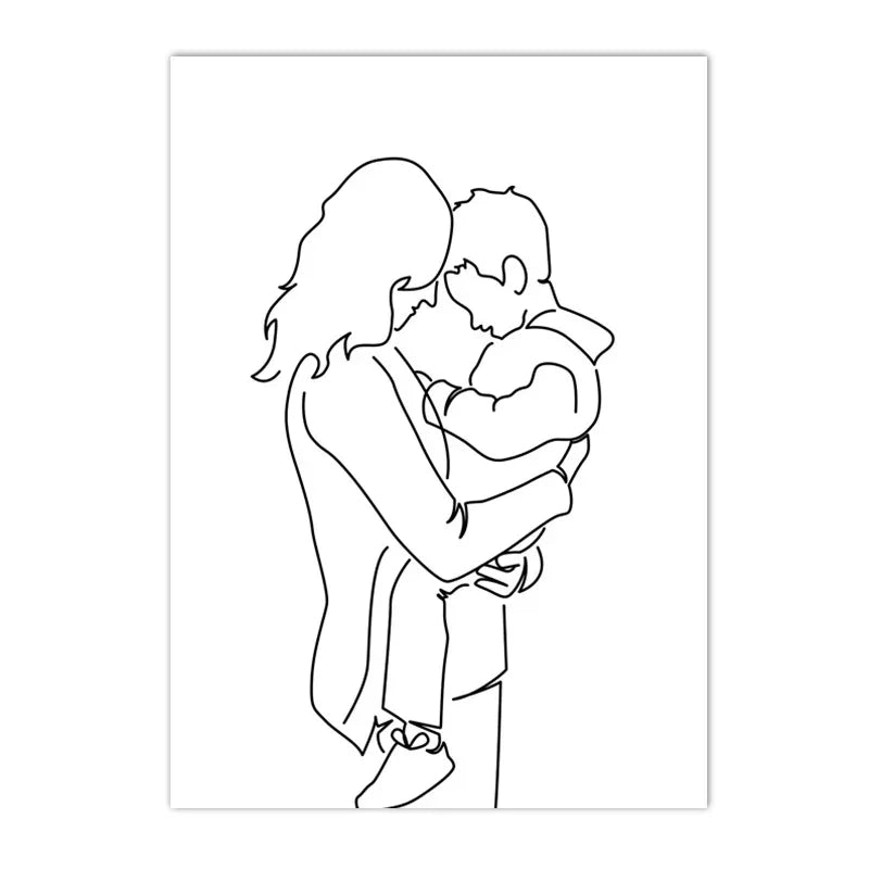 Love Hands Abstract Line Canvas Painting Family Portrait Print Mom Dad Daughter Son Art Poster Nordic Wall Pictures Home Decor