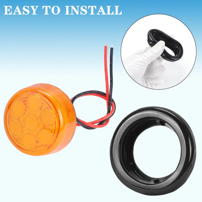 2inch Round led Side Marker Lights Truck Side Lights 12V Trailer Lorry Clearance Lights Rear tali stop lamp Yellow Red White