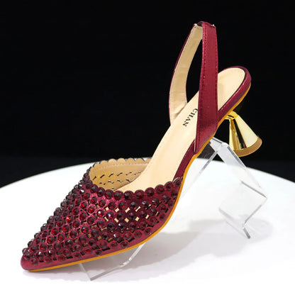 Venus Chan 2023 New INS High-Heeled Pointed Toe Wedding Shoes Colorful Full Diamond Design Shoe and Bag Set for Nigeria Party