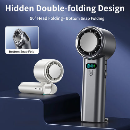 5200mAh Large Capacity Handheld Fan High Speed Refrigeration Handheld Fan 100 Speed  USB Charging Portable Fan