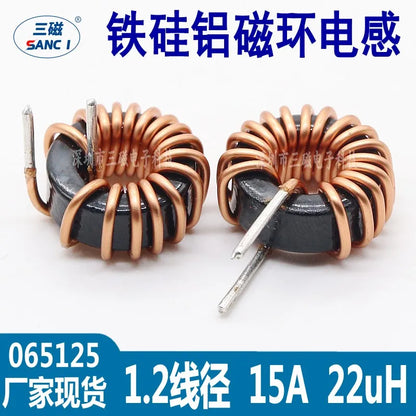 5Pcs Toroid core Inductors 65125 Winding Magnetic Inductance 22uH 33uH 470uH Inductor Iron Gauge Aluminum Magnetic Ring Coil