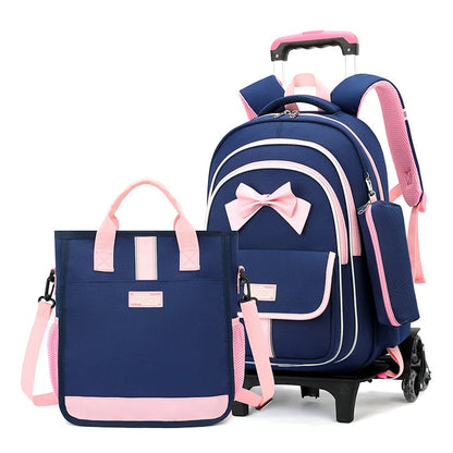 School Bag Kids Rolling Backpack for Boy Girls Wheeled Backpacks With Wheels Trolley Bookbag Carry on Luggage with Shoulder Bags