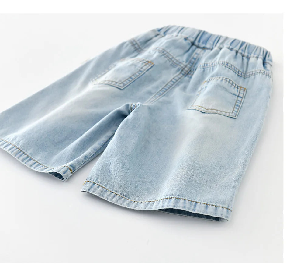 2026 Summer New Baby Thin Denim Shorts Children Casual Pants Boys Girls Loose Jeans Shorts Solid Kids Clothes