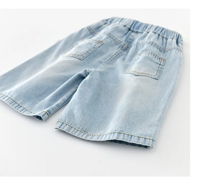 2026 Summer New Baby Thin Denim Shorts Children Casual Pants Boys Girls Loose Jeans Shorts Solid Kids Clothes