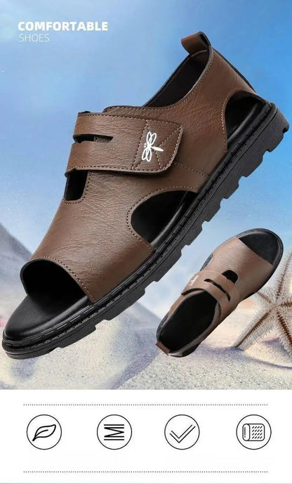 2025 New Fashion Brand Roman Sandals For Men Soft Sole Comfortable High-Quality Leather Beach Men's Casual Shoes
