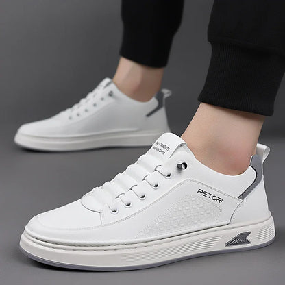 New Men's Shoes High Quality Leather Casual Shoes for Men Designer Sneakers Tenis Masculino Comfort Lace-up White Sport Shoes